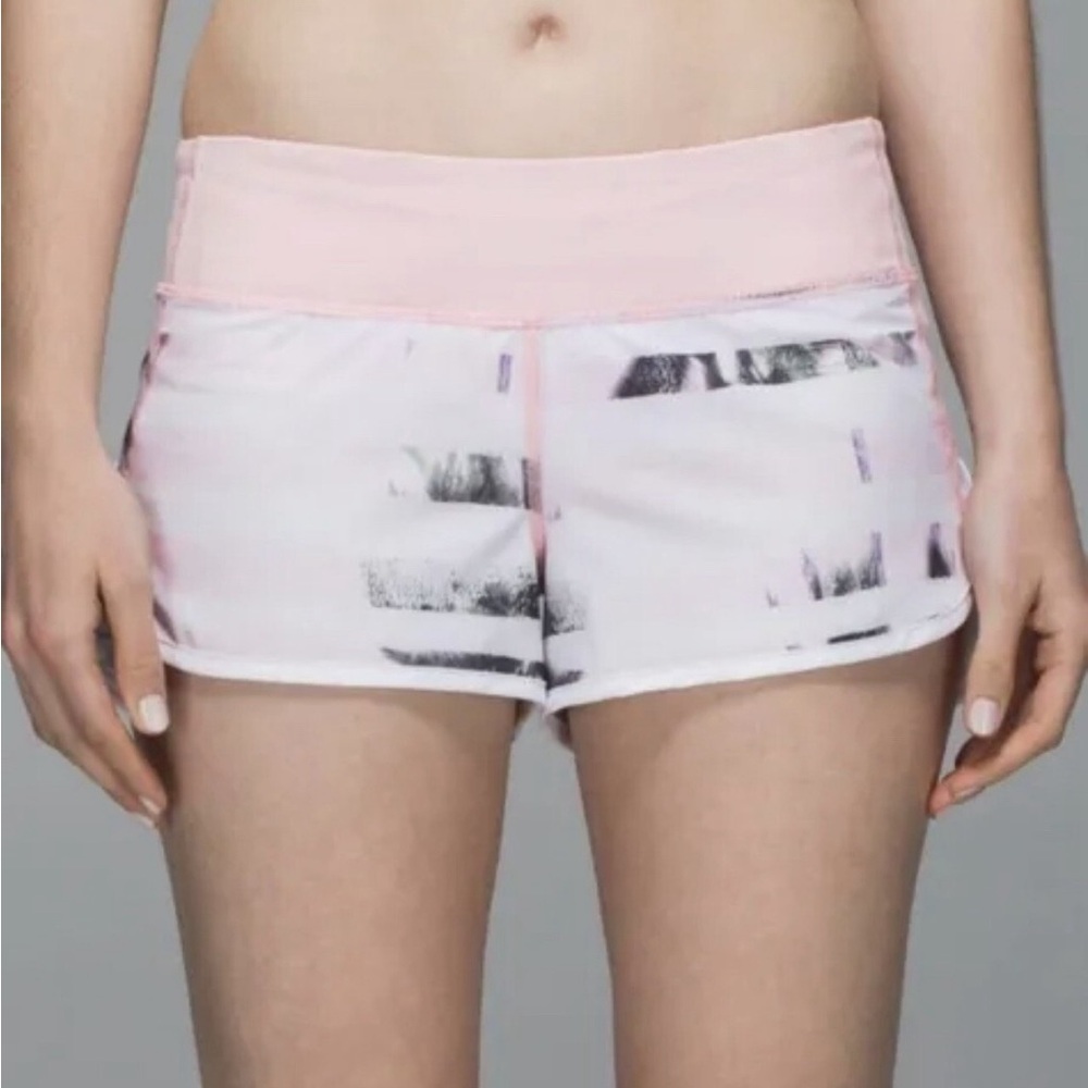 Lululemon Run Speed Short Sunset Stripe Blush Quartz Stretch Size 8 Inseam 2.5"